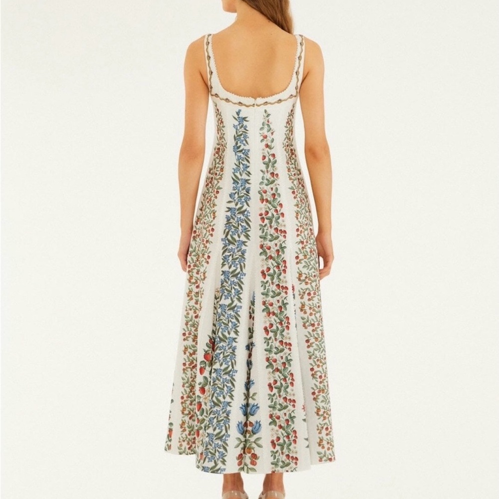FARM RIO Cream Floral Maxi Dress with Blue & Red Accents - Picture 3 of 6